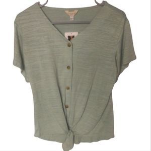 Weatherproof Vintage Button Down Crop Top Mint Size Small